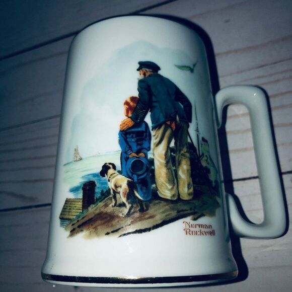 Norman Rockwell mugs 1985 For A Good Boy, River Pilot,Braving The Storm,… - Picture 9 of 14